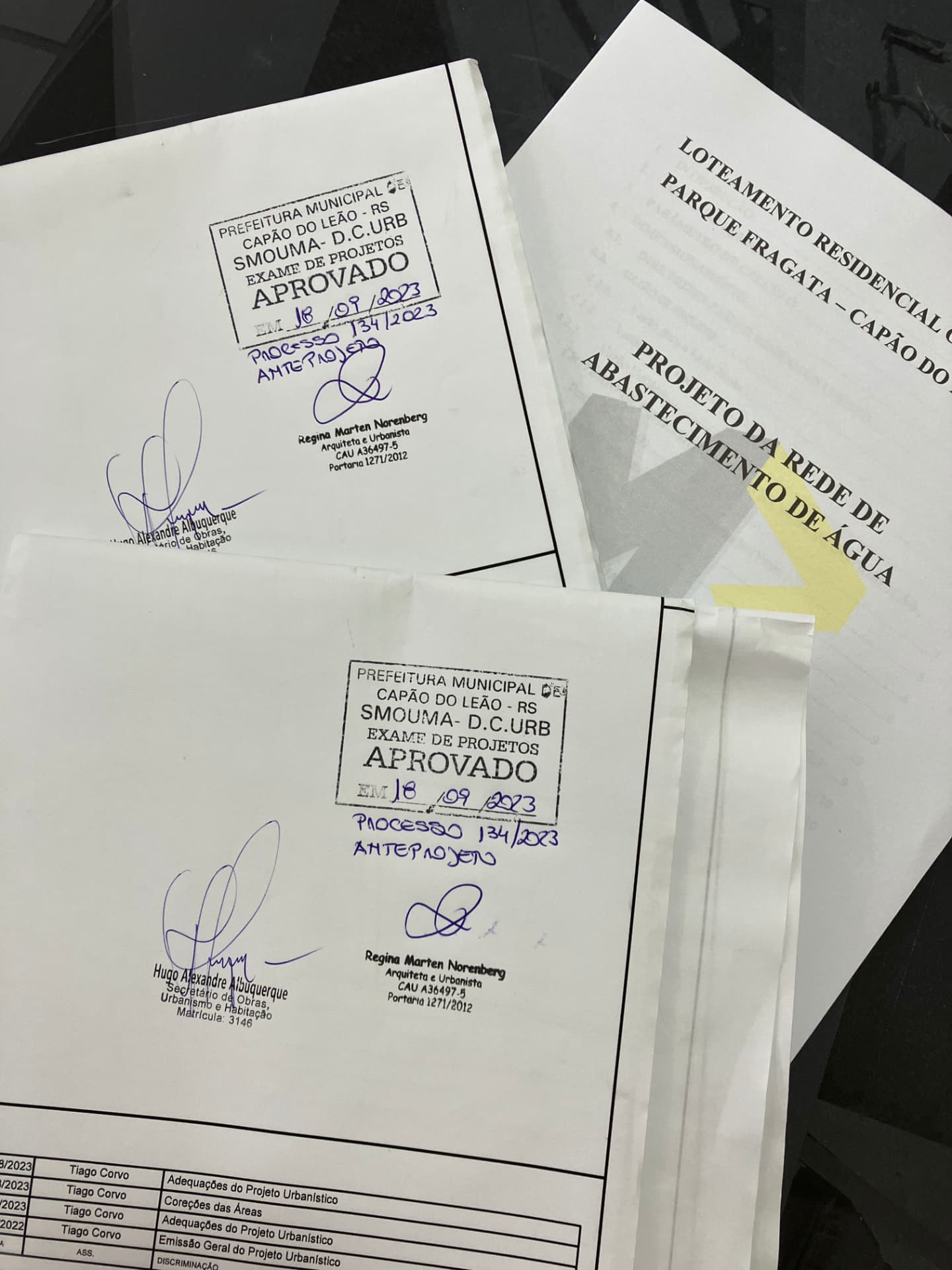 Projeto aprovado pela prefeitura com carimbo de aprovação da M3 Engenharia